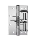 90 Degree Right Angle Door Closer Kit With Silent Auto Close For Tight Spaces, silver finish hinge, noise reduction spring visible