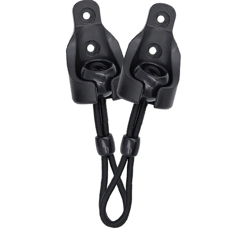 Heavy Duty Bungee Replacement Kit With Built Like A Tank End Caps For Coolaroo Roll Up Blinds And Outdoor Sun Shade All Season Canopy Hardware Tough As Nails For Patios And Decks Black Two Pack Set, features two black snap locks.