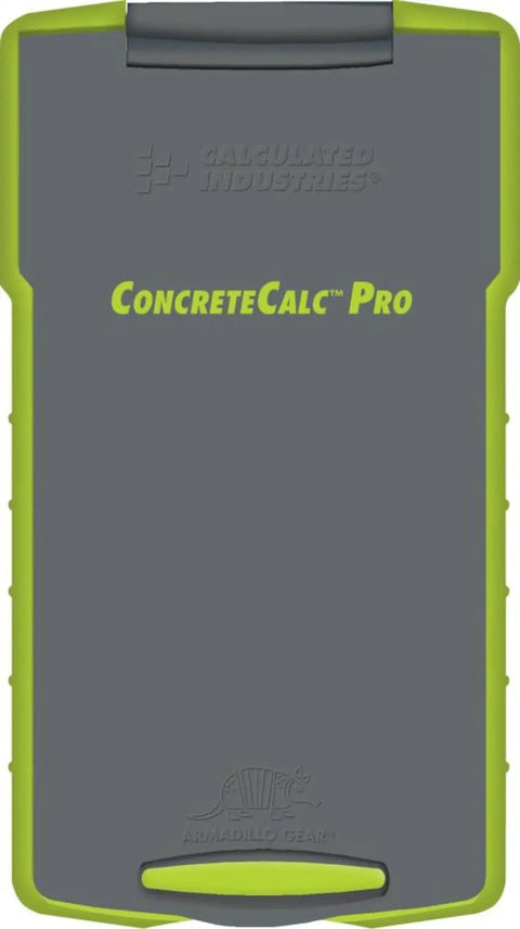 Front view of ConcreteCalc Pro Advanced Feet Inch Fraction And Metric Construction Calculator for concrete, masonry, and paving professionals.