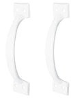 Two Pack Rustic Gate Handle Set With Mounting Screws Black Iron Gate Pulls 5.5 Inch Total Length 0.65 Inch Handle Width shown in white