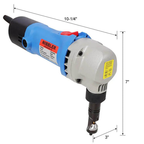Beefy Electric Metal Nibbler Drill Attachment With 360 Degree Rotation 500W Handheld Cutter dimensions and side view