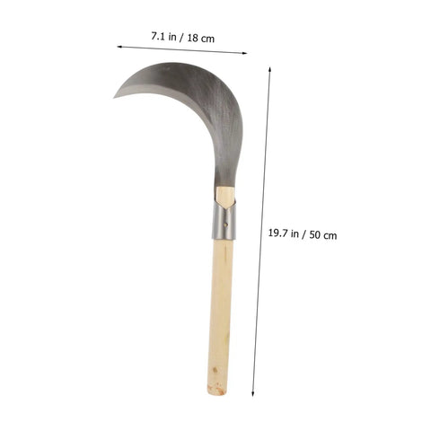 Durable Manganese Steel Weeding Sickle With Long Wooden Handle For Garden Cleanup And Yard Work Manual Weed Removal Tool