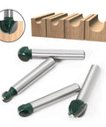 Four Piece 1/4 Inch Shank Round Nose Core Box Router Bits Set For CNC Sign Making And Woodworking with round groove bits
