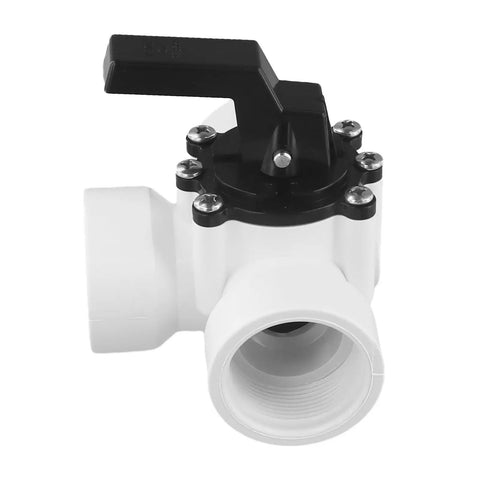 Heavy Duty Three Way PVC Diverter Valve For Swimming Pool And Spa Smooth Handle Action No Drip Design, white plastic design.