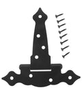 Heavy Duty T Shaped Wooden Gate Hinges Two Piece Set With Screws For Barn Doors Sheds And Wood Fences black hinge with screws