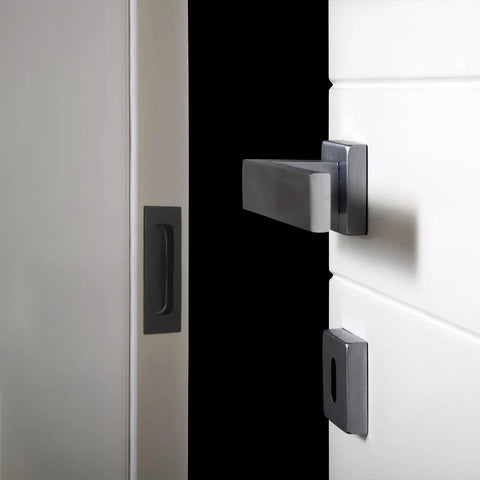Two Pack Black Recessed Door Pull Handles For Cabinets, Drawers, Sliding Doors, Wardrobes, And Furniture Hardware, Hidden Grip Handles