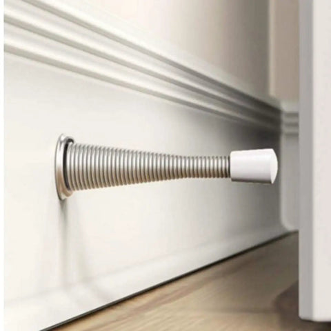 Installed spring door stop with Door Stop Bumpers Rubber White 0.4 Inch Replacement Sleeves 16 Pack No Fuss For Doors Protect Walls Floors And Home