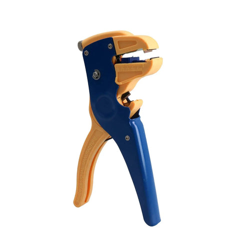 Pro Rig Automatic Wire Stripper And Electrical Cutter Self Adjusting Design, blue and orange handle, easy wire cutting and stripping.