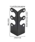 Beefy Metal Baseboard Corner Protectors Set Of 6 Iron Skirting Guards with measurements shown in black finish