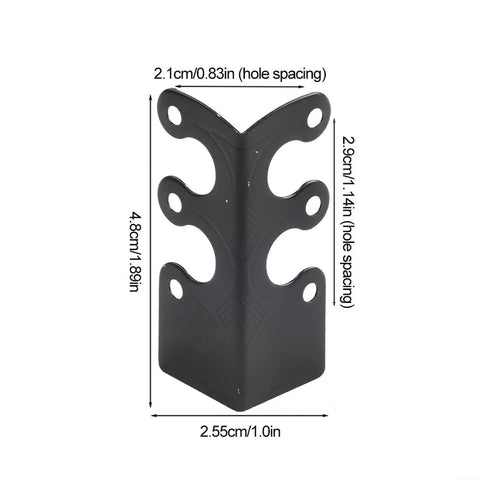 Beefy Metal Baseboard Corner Protectors Set Of 6 Iron Skirting Guards with measurements shown in black finish