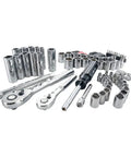 83 Piece Mechanics Tool Set With One Quarter Inch Drive, SAE and Metric Sockets, 72 Tooth Ratchets, Corrosion Resistant Chrome Finish