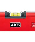 4K5 VU 100M Spirit Level 100 cm Magnetic Aluminium Profile with yellow vials and integrated features on a red body.