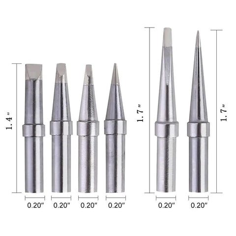 Solder Tips Set For ET Soldering Irons And Compatible WES WESD PES WE Stations 6 Copper Tips Pack For Replacing Weller Tips
