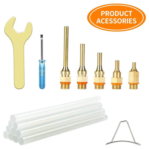 Accessories for Industrial 150 Watt Hot Melt Glue Gun With US Plug Adjustable Temperature Includes 10 Glue Sticks And 5 Copper Nozzles