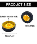 4 Pack RC Car Wheels With Rubber Tires And Round Rod Shafts Axles For RC Truck And Robot DIY Model Replacement Parts 42mm Diameter 12mm Width