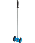 Heavy Duty Dual Measuring Wheel With Nifty Telescopic Handle For Quick Layout Work On Concrete Or Lawn, blue, sturdy design.