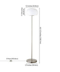 62.25 Inch Tall Floor Lamp With Glass Shade In Brushed Nickel White Milk Glass Mushroom Globe Lamp E26 Base Bulb Handcrafted Steel Base 8 Ft Cord 13 W X 13 D Great For Living Rooms Dens Or Offices With Warm Ambient Light And Modern Studio Style