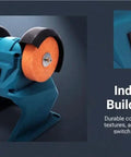 Badass Cordless Mini Bench Grinder Featuring Dual Grinding Wheels and a Rock Solid Suction Mount for Zero Vibration Sharpening and Precision Workshop Projects side view showcasing dual grinding wheels and switch.