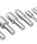 82 Degree 6 Flute HSS Countersink Set, 8 Pack, Precision Ground Countersinks, Sizes From One Quarter Inch To One Inch displayed side view