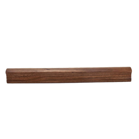Walnut Wood Cabinet Pull Handles Set of 6, 230mm Long With 192mm Hole Centers, smooth solid wood finish, displayed horizontally.