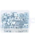 Bulk 100 Pcs M5 M6 T Slot Nuts For 20 Series Aluminum Extrusion Galvanized Slide Nuts Fasteners in a clear plastic box