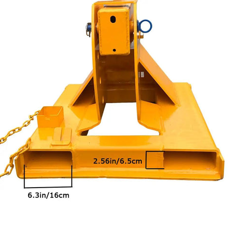 Heavy-Duty Forklift Jib Boom Crane close-up showing the extendable 84 to 144 inches telescopic boom and steel base dimensions.