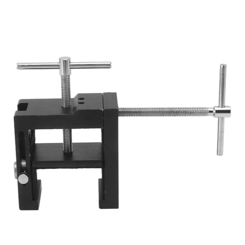 Professional Cabinet Face Frame Clamps Equipped With Exact Drill Guides For Dead Nuts Accurate Fitting And Heavy Duty Rubber Pads To Lock Your Joints Solid While Keeping Surfaces Pristine And Slick - black aluminum clamp with two knobs
