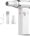 Ultra Slim Electric Air Duster With 150,000 RPM Turbo Power, Rechargeable cordless dust blaster, white with USB-C cable and nozzle.