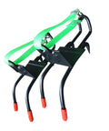 Pro Grade Tree Climbing Gear with Steel Gaffs and Non Slip Ankle Buckles for Arborists and Outdoor Adventurers, green straps visible
