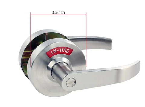 Extra Large Bathroom Privacy Lever Lock With In Use Or Vacant Indicator For Restrooms, ANSI Grade 2 Commercial Grade, shown in-use