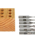 HHIP 6-piece M2 ball-nose end mill set with wooden storage stand, 2-flute HSS