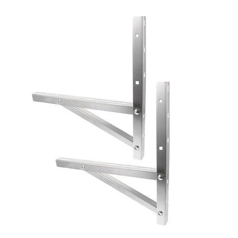Heavy Duty Foldable Triangle Window AC Mount Bracket With Stainless Steel Build And Vibration Dampening Rubber For Quiet Durable Replacement Part For Your Window Air Conditioner, folded steel bracket pair