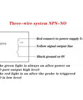 Diagram of a three-wire system NPN-NO for Pro Grade Edge Detection Tool V6 3D Touch Probe with wiring instructions.