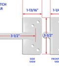 Top Shelf Self Closing Vinyl Fence Gate Hardware Kit Box Of Six showing white latch bar with dimensions for easy installation.