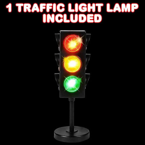 Traffic Light Table Lamp For Kids With Color Changing LEDs, Totally Cool Bedside Nightlight For Boys And Girls, 11 Inch Stop Light Decor