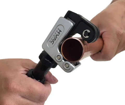Beefy Heavy Duty Universal Tube Cutter Set With Adjustable Knobs And Deburring Tool cutting copper pipe.