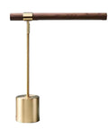 Slim Banker LED Desk Lamp In Wood And Brass Adjustable Arm Modern Table Light For Home Office Bedside Mid Century Boss Style Steampunk MCM Vibe Energy Saving 12V LED Desk Light showing side profile