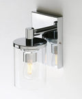 Super Cool Vintage Style One Light Wall Sconce With Clear Glass Shade And Metal Base In Chrome Perfect For Creating An Industrial Vibe In Your Bathroom Vanity Mirror Bedroom Hallway Kitchen Hardwired Wall Mount Light Fixture