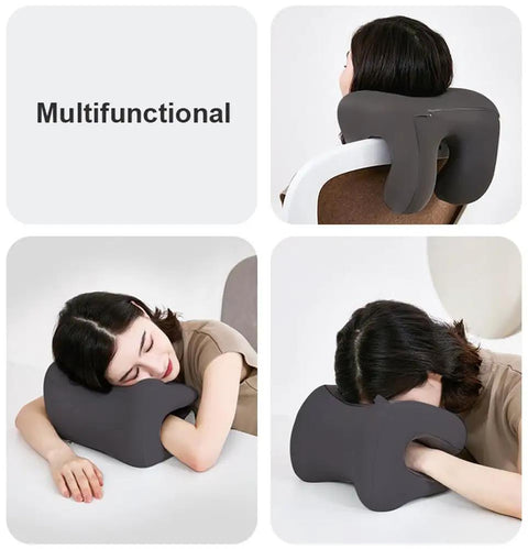 Ergonomic Headrest Pillow For Office Chairs With Comfy Memory Foam Neck Support Cushion And Removable Cover Black in use