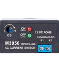 Rugged AC Current Sensing Sensor With Adjustable Mutual Inductance Proximity Control displaying ON/OFF switch and input range M3056.