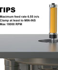 Top And Bottom Bearing Flush Trim Router Bits Set Four Piece Quarter Inch Shank Half Inch Cutting Diameter shown on table
