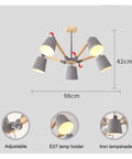 Fresh Modern Five Arm Pendant Light With Wooden And Metal Shade Adjustable Dining Hanging Lamp E27 Socket Smooth Glow For Contemporary Living Spaces Real Deal Ceiling Fixture showcasing adjustable design and E27 lamp holders.