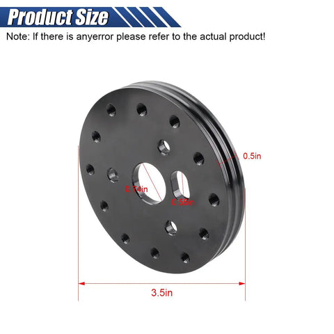 Top Shelf Steering Wheel Hub Adapter Spacer Kit Crafted From Heavy Duty Black Aluminum, 3.5in diameter spacer with holes.
