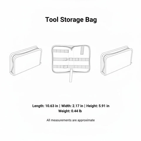 Vertical Tool Organizer Bag For Workbench Red Oxford Cloth Caddy With Open Top Slots dimensions illustration