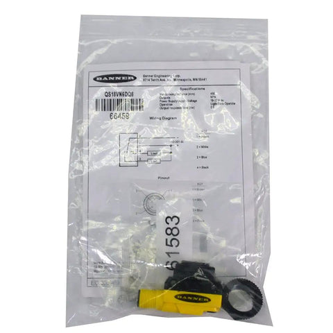 Pro-Grade Diffuse Photoelectric Sensor With 450 mm Range, 10-30 VDC Input, M12 Integral Quick Disconnect, NPN Output in packaging