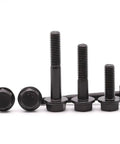 Flanged M8 Hex Bolts 1.25 X 80mm, Partial Thread, 10.9 Grade Alloy Steel, Black Oxide Finish, Displayed in 8 Pack