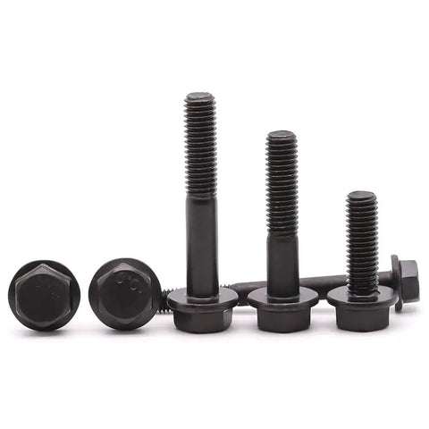 Flanged M8 Hex Bolts 1.25 X 80mm, Partial Thread, 10.9 Grade Alloy Steel, Black Oxide Finish, Displayed in 8 Pack