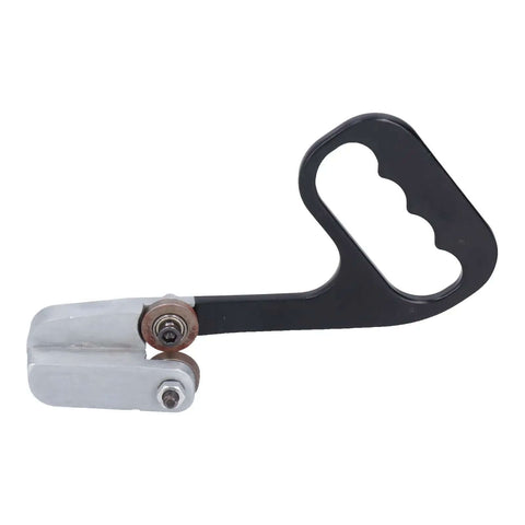 Kickass Metal Sheet Cutter With Dual Circular Edge Blades, stainless steel handheld cutter, side view of ergonomic handle