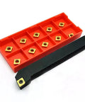 10 Pack CCMT060204 Carbide Inserts With SCLCR1010H06 Lathe Tool Holder for external turning, alloy steel, stainless steel, cast iron.