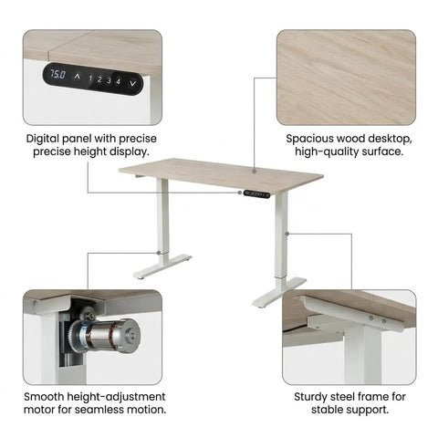 Home Office Game Changer Electric Standing Desk With Height Adjustable Programmable Memory Buttons Solid Steel Frame Smooth Motor Lift For Daily Comfort And Reliable Performance In 48 By 24 Inches, featuring digital height display and sturdy frame.